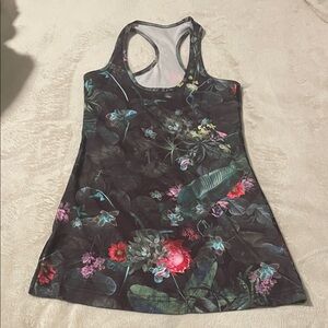 lululemon athletica Black Floral Racerback Tank with Multicolor Blooms